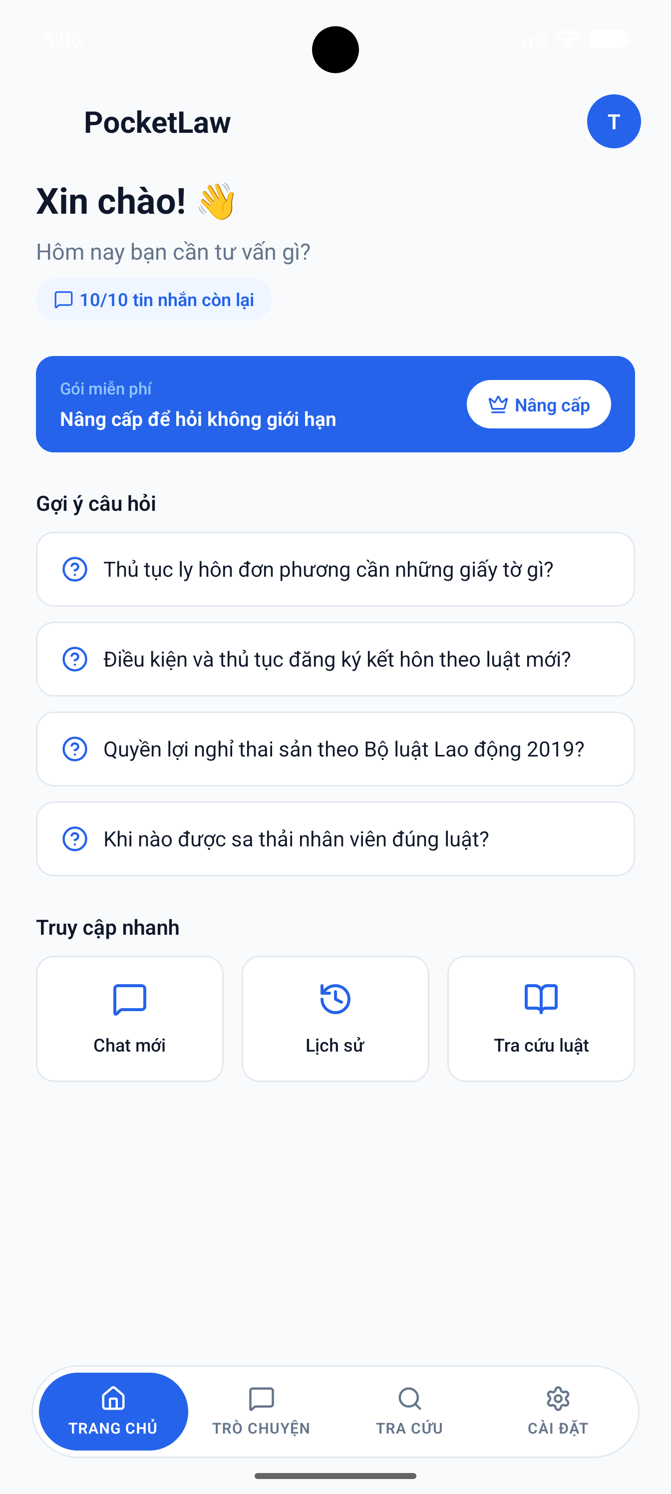 PocketLaw trên điện thoại